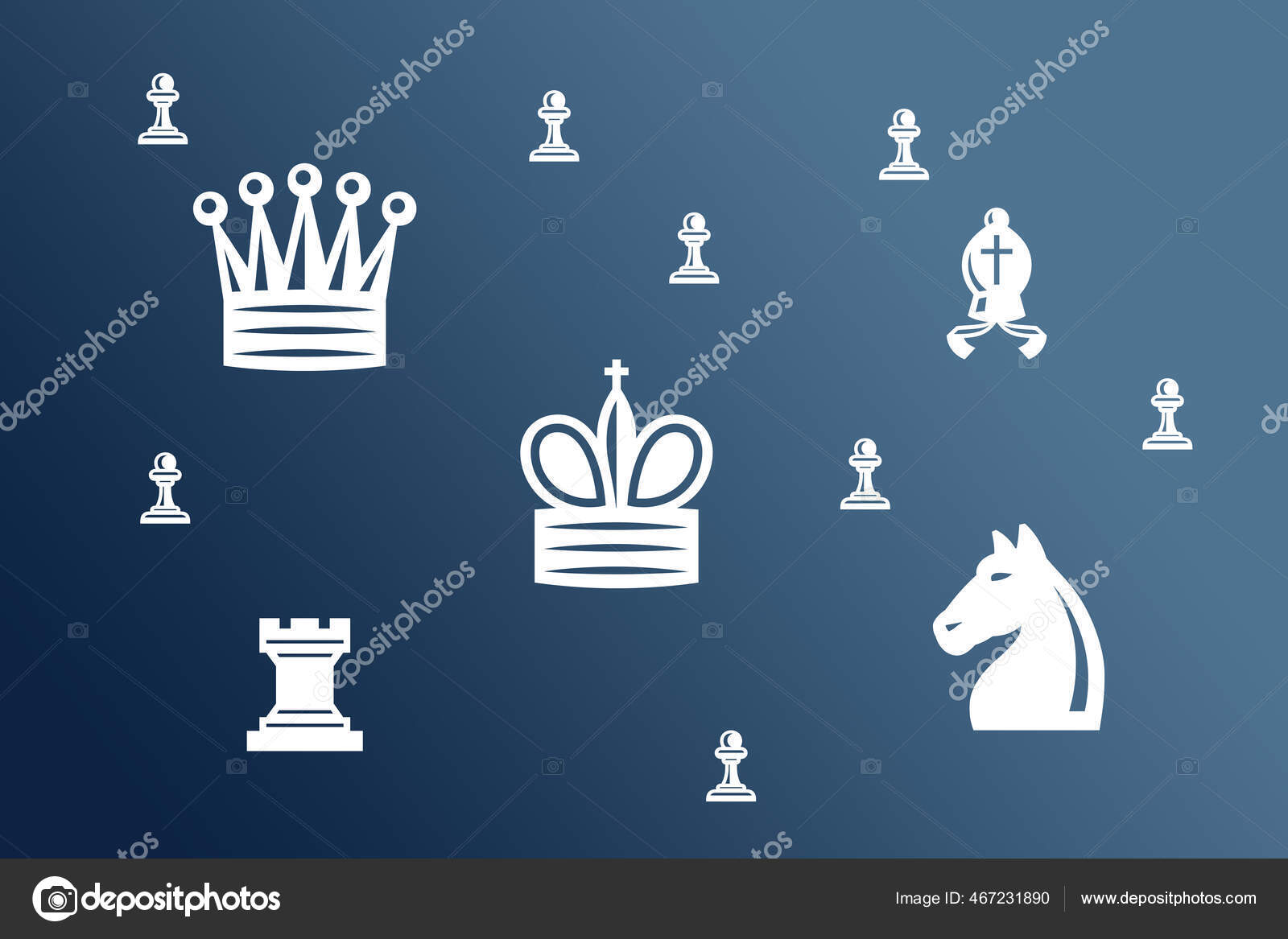 White Icons Chess Pieces Blue Background Stock Photo by ©Wirestock 467231890